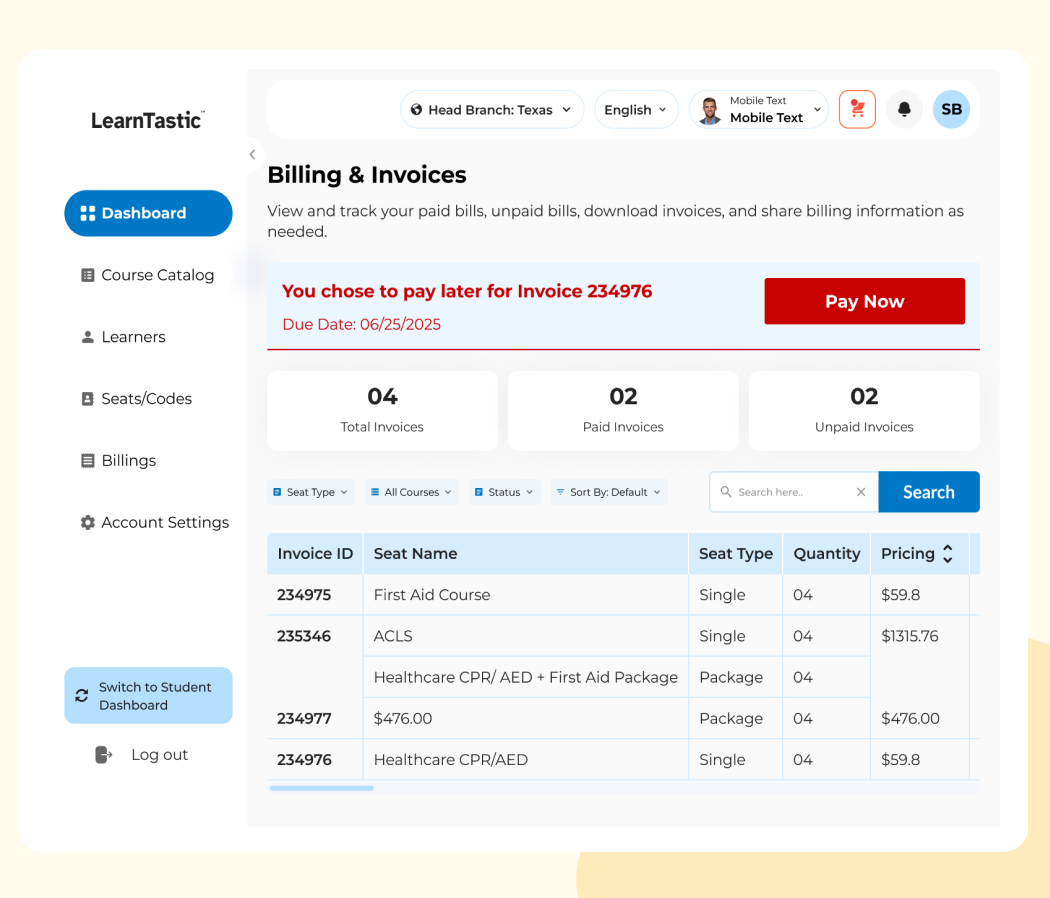 Notifications & Alerts Dashboard
